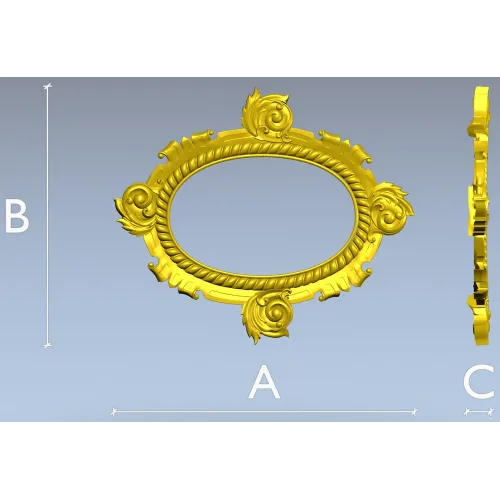 Ornate Oval Cartouche STL - Decorative Frame 3D Model for CNC