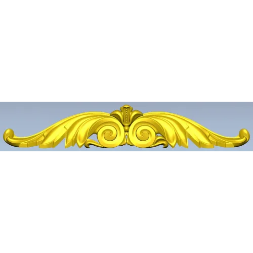 Winged Acanthus Cartouche - STL 3D model for CNC