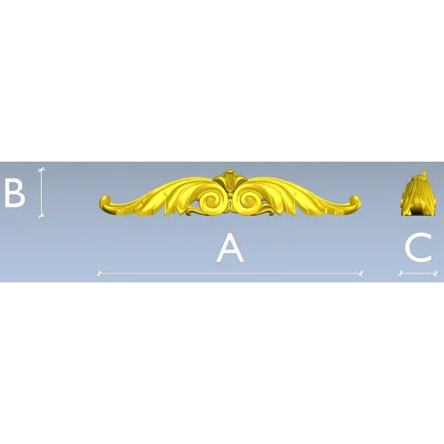 Winged Acanthus Cartouche - STL 3D model for CNC