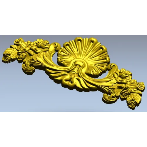 Картуш "Ракушка и розы" - 3D модель STL для ЧПУ