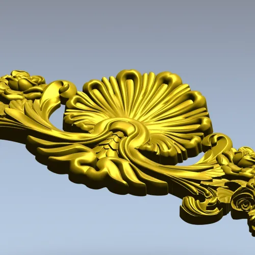 Картуш "Ракушка и розы" - 3D модель STL для ЧПУ