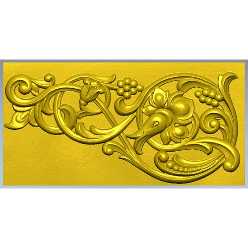Renaissance Vine Cartouche - decorative STL 3D model for CNC