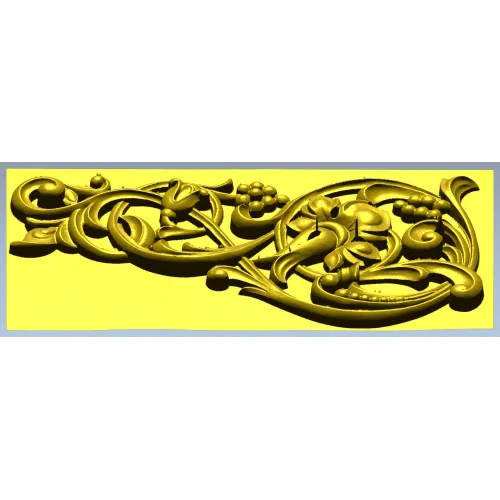Renaissance Vine Cartouche - decorative STL 3D model for CNC