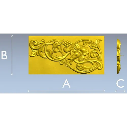Renaissance Vine Cartouche - decorative STL 3D model for CNC