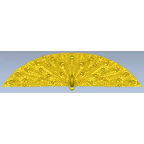 Peacock Fan Decorative Applique - STL 3D Model for CNC
