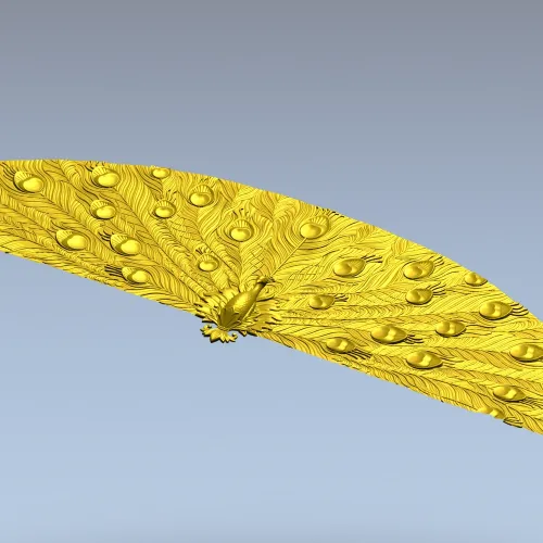 Peacock Fan Decorative Applique - STL 3D Model for CNC