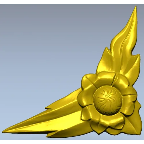 Floral Flame Corner STL model for CNC carving