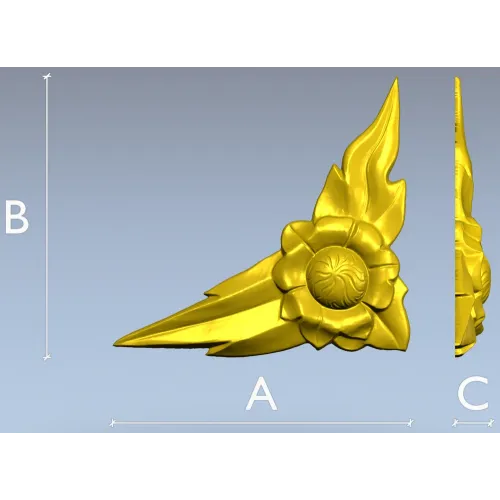 Floral Flame Corner STL model for CNC carving
