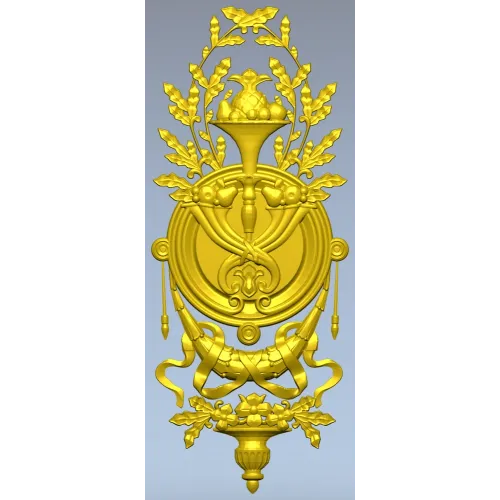 Classical Laurel Horn Cartouche - STL 3D Model for CNC