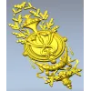 Classical Laurel Horn Cartouche - STL 3D Model for CNC