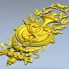 Classical Laurel Horn Cartouche - STL 3D Model for CNC