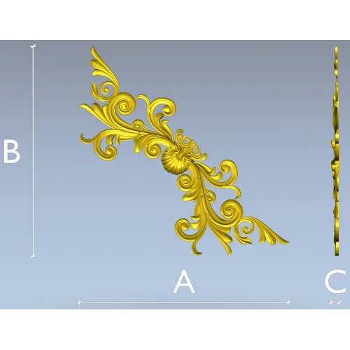 Acanthus Corner STL 3D Model for CNC Router