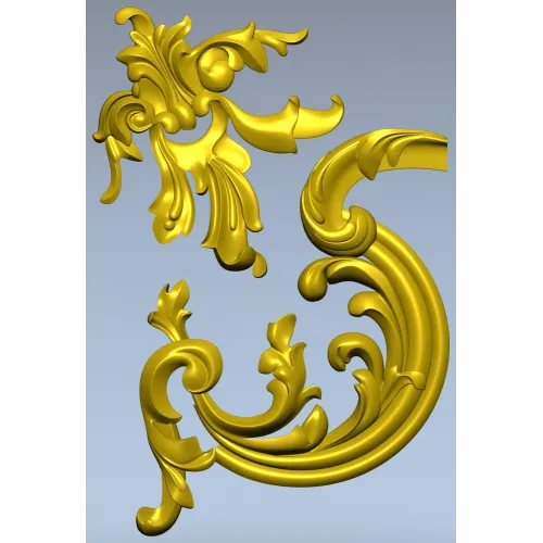 Rococo Corner Scroll - STL 3D model for CNC milling