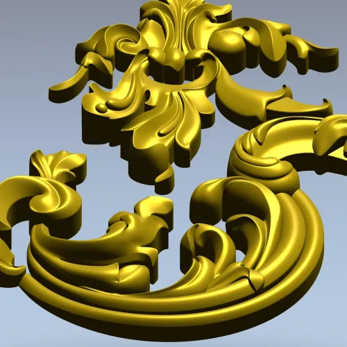 Rococo Corner Scroll - STL 3D model for CNC milling