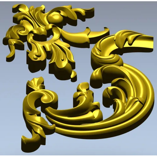 Rococo Corner Scroll - STL 3D model for CNC milling