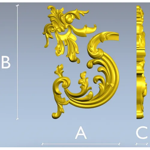 Rococo Corner Scroll - STL 3D model for CNC milling
