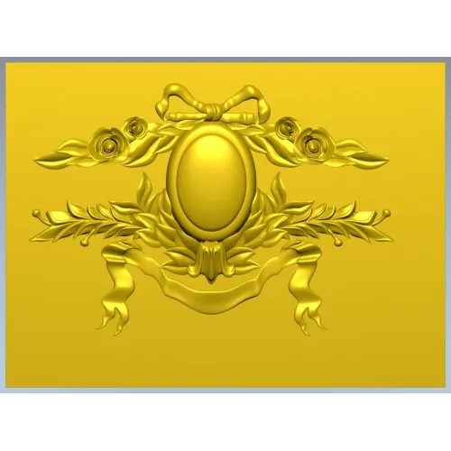 Laurel Ribbon Cartouche - STL 3D model for CNC