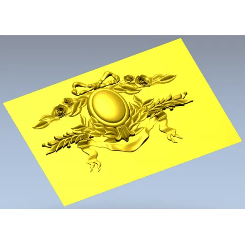 Laurel Ribbon Cartouche - STL 3D model for CNC