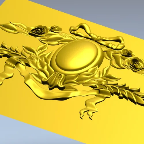 Laurel Ribbon Cartouche - STL 3D model for CNC