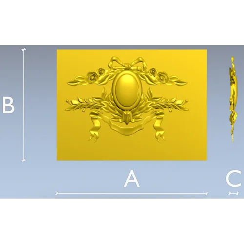 Laurel Ribbon Cartouche - STL 3D model for CNC