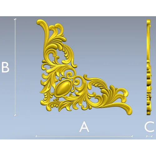 Rococo Acanthus Corner STL 3D Model for CNC