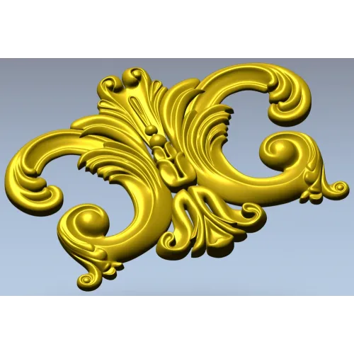 Rococo Acanthus Cartouche STL for CNC Milling