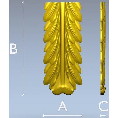 Acanthus Vertical Decorative STL Model for CNC
