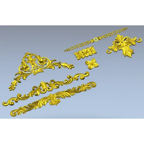 Baroque Applique STL Set for CNC - High-Relief Decorative Cartouches