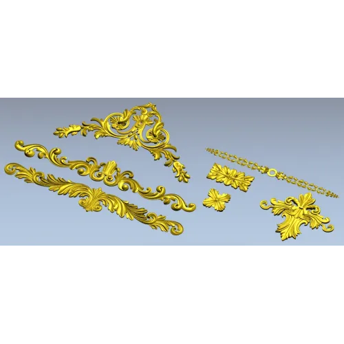 Baroque Applique STL Set for CNC - High-Relief Decorative Cartouches