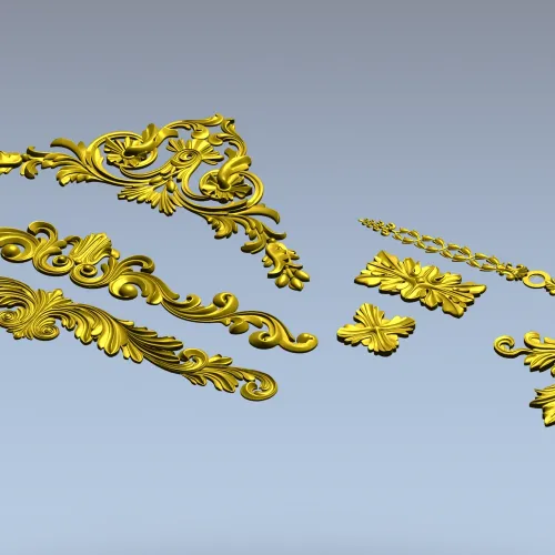 Baroque Applique STL Set for CNC - High-Relief Decorative Cartouches