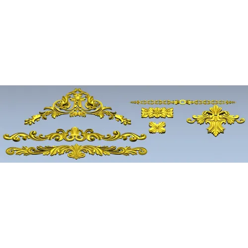 Baroque Applique STL Set for CNC - High-Relief Decorative Cartouches