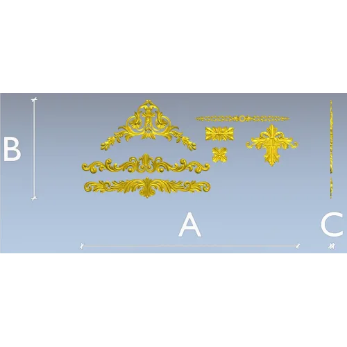 Baroque Applique STL Set for CNC - High-Relief Decorative Cartouches
