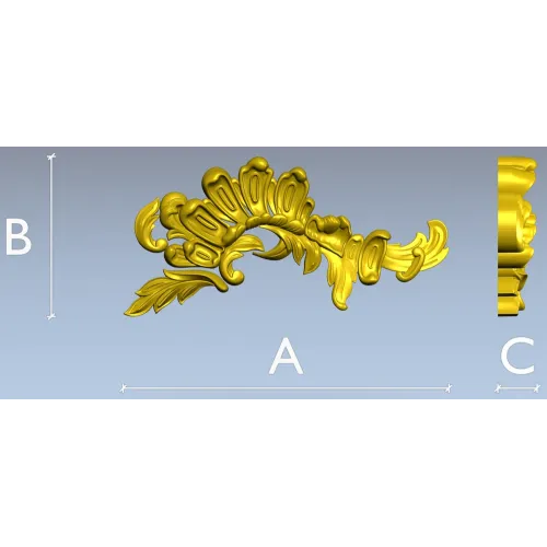 Acanthus Sunburst Corner - decorative STL for CNC milling