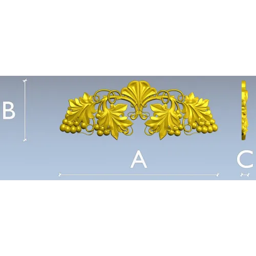 Grapevine Cartouche decorative STL model for CNC