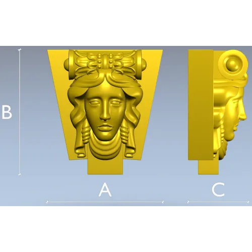 Classical Female Mascaron STL 3D Model for CNC