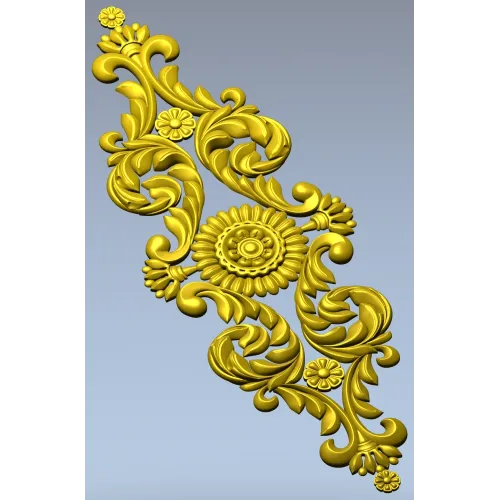 Вертикальный барочный декор с розеткой - 3D модель STL для ЧПУ