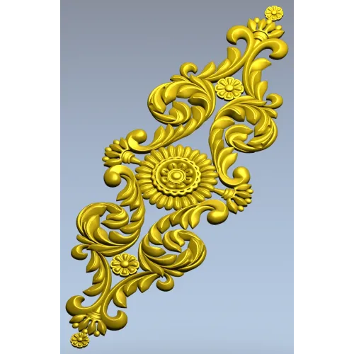 Вертикальный барочный декор с розеткой - 3D модель STL для ЧПУ
