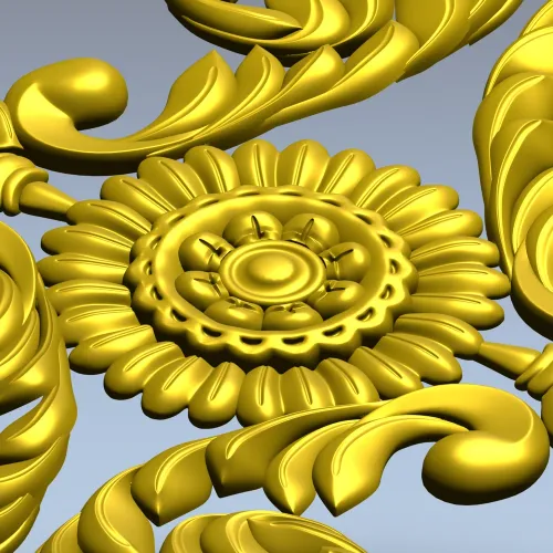 Вертикальный барочный декор с розеткой - 3D модель STL для ЧПУ