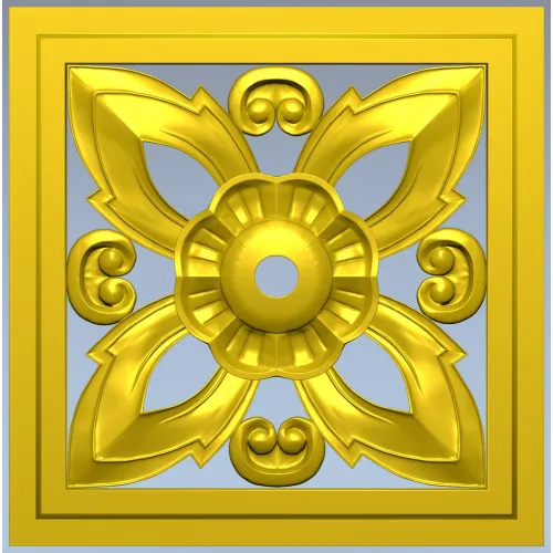 Square Floral Rosette - STL 3D Model for CNC Carving
