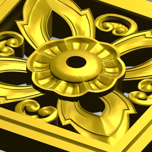 Square Floral Rosette - STL 3D Model for CNC Carving