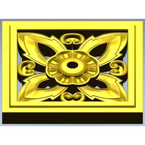 Square Floral Rosette - STL 3D Model for CNC Carving
