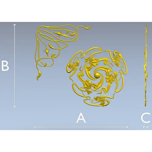 Spiral Rosette & Corner Ornament STL set for CNC