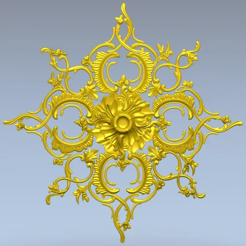 Aureate Rococo Rosette - STL 3D model for CNC