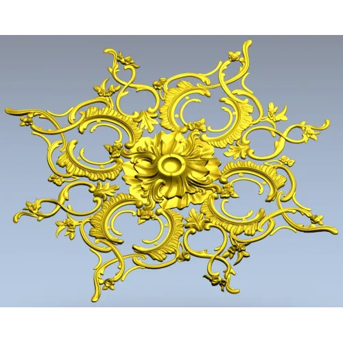 Aureate Rococo Rosette - STL 3D model for CNC