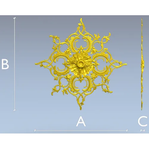 Aureate Rococo Rosette - STL 3D model for CNC
