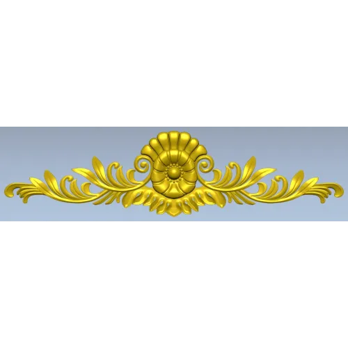 Ornate rosette horizontal ornament stl model for CNC