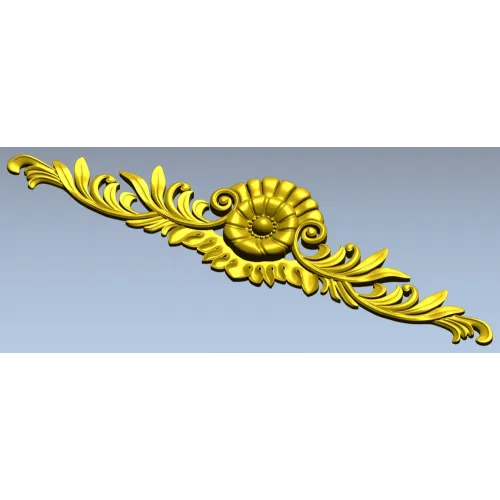 Ornate rosette horizontal ornament stl model for CNC