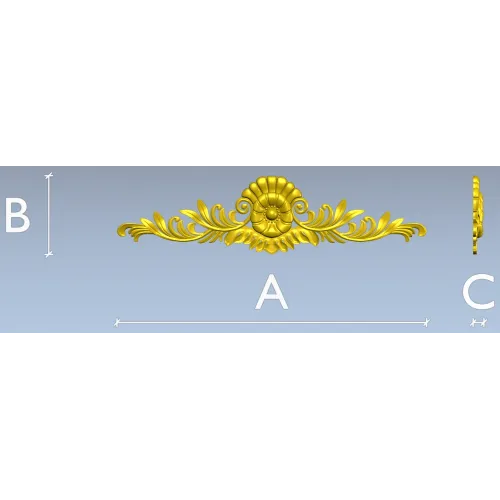 Ornate rosette horizontal ornament stl model for CNC