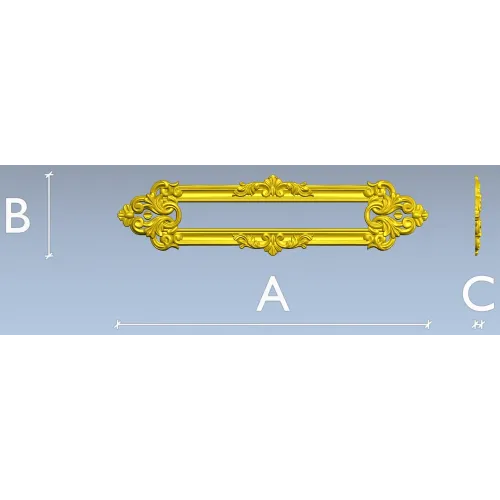 Baroque Ribbon Cartouche STL 3D Model for CNC Milling