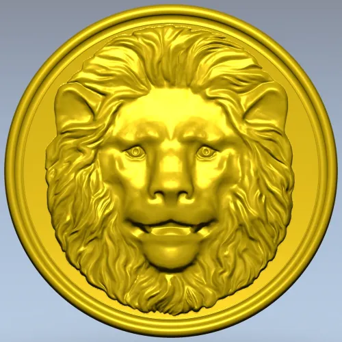 Lion Medallion Relief STL for CNC Carving